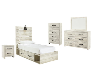 Cambeck Signature Design 7-Piece Youth Bedroom Set with 2 Storage Drawers and Nightstand