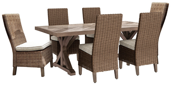 Beachcroft Signature Design Dining Tbale 7-Piece Outdoor Dining Set